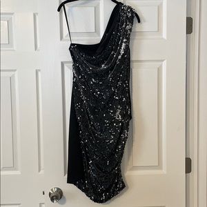 RACHEL Rachel Roy one shoulder black/white dress